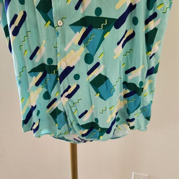 Maison Noir Short Sleeve Button Front Shirt Mens Size XXL 90s Geometric Print - Picture 3 of 6